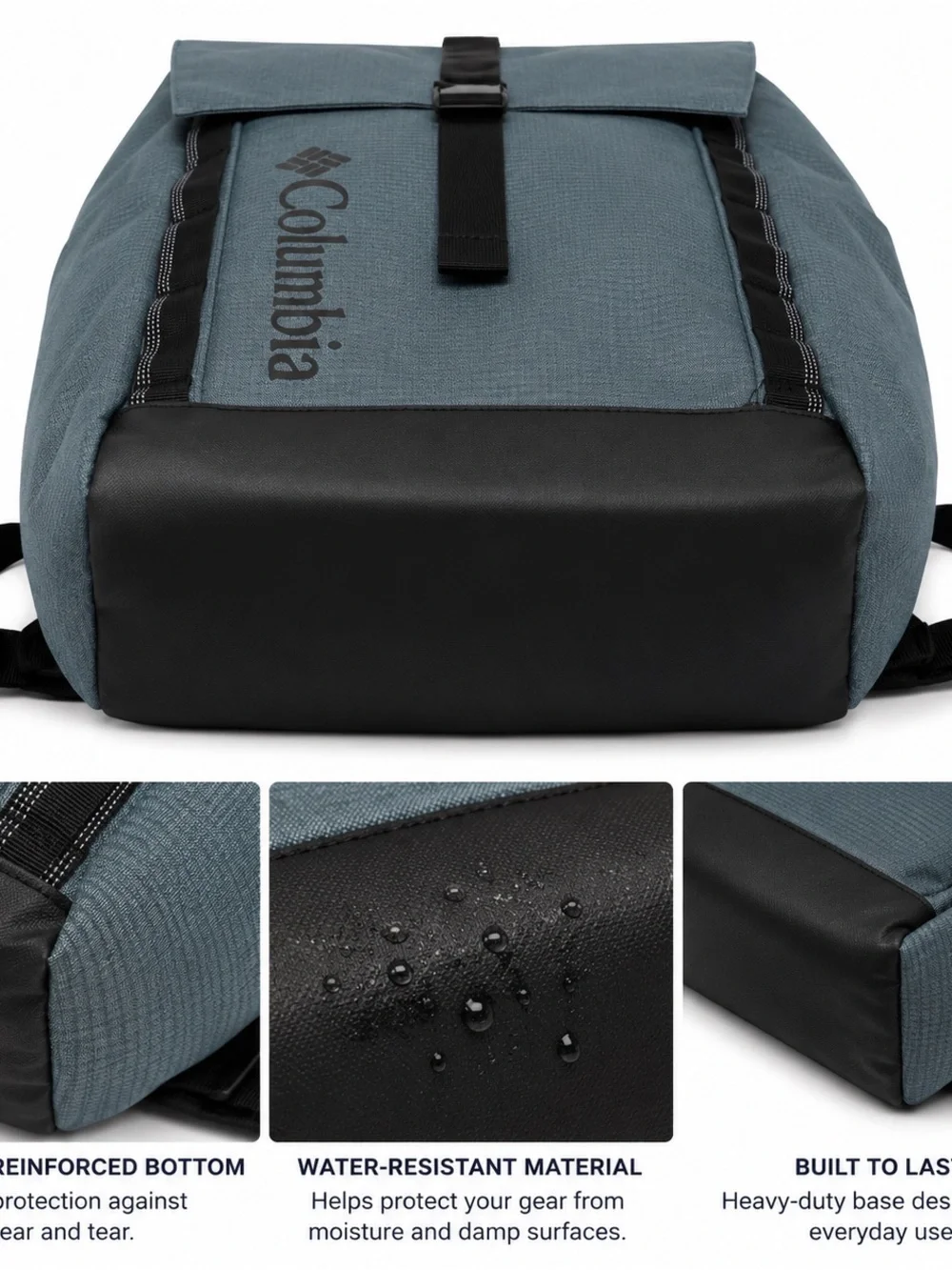 Columbia Men's Gray Roll-Top Backpack with Black Trim